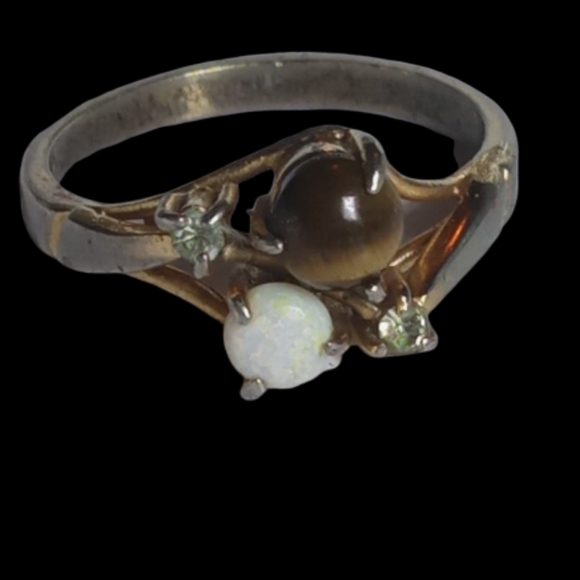Opal and Tigers Eye Ring - Picture 1 of 2